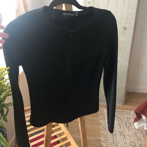 Black zip front top